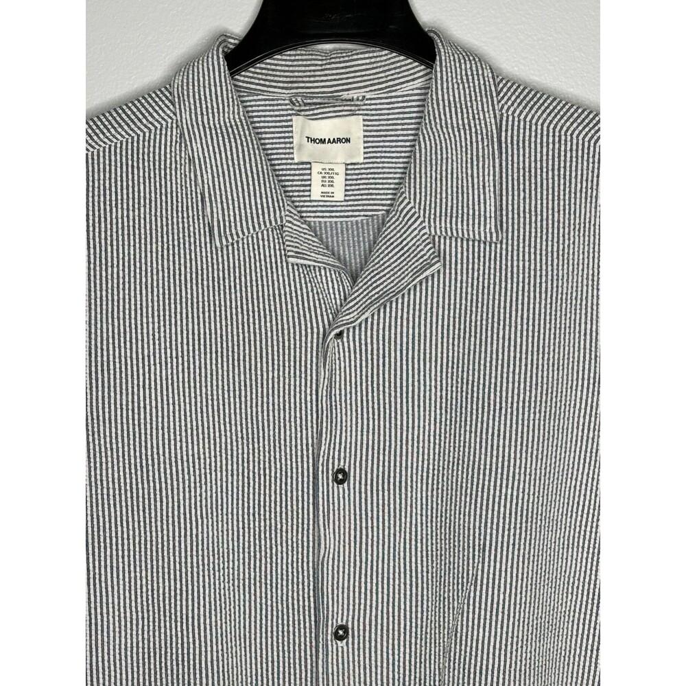 THOM AARON Men's Striped Camp Shirt Size XXL